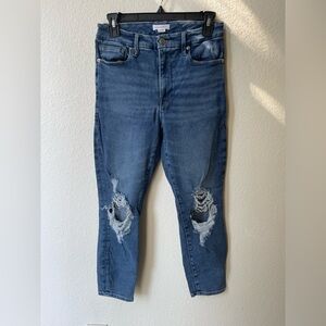 Good American Ripped Blue Ankle Jeans